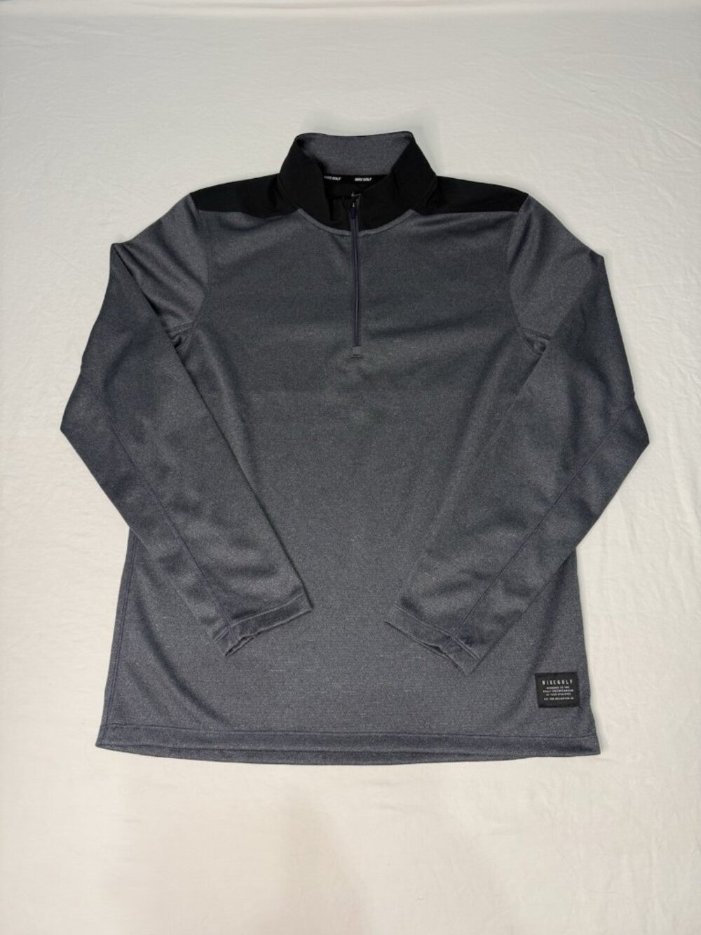 Nike Golf Men's DRI FIT 1/4 Zip Long Sleeve Shirt SMALL Grey Black